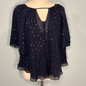 Leifsdottir Anthropologie navy silk blend blouse Size 10